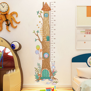 儿童卡通动物身高尺宝宝卧室客厅测量身高贴纸幼儿园早教动漫墙贴