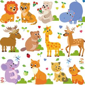 卡通贴纸动物小图案墙壁纸自粘宝宝儿童卧室墙面装饰幼儿园墙贴画