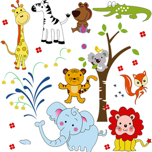 儿童房间装饰宝宝卡通墙壁动物墙贴画婴儿小图案贴纸墙画墙纸自粘