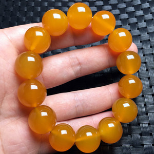 拍卖天然黄玛瑙手串单圈鸡油黄玉髓佛珠手链男女情侣圆珠首饰礼品