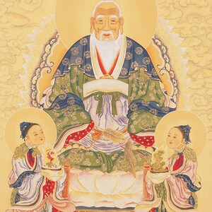 画像青帝道教青灵丝绸人物挂画安宝卷轴始老华林画五方五老东方画