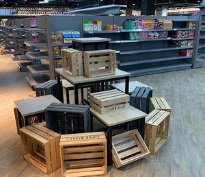 超市货架促新品零食木桌高低异形堆头销架展示台大中小组合堆高台