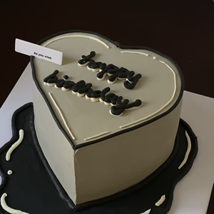 ins个性高级灰色系心形生日蛋糕送男朋友全国同城配送上海北京
