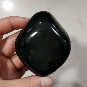 208克和田玉黑青玉籽料原石修型 塔青黑羊脂一细油润把件料雕刻料