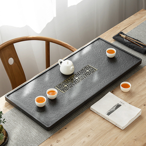 乌金石茶盘整块家用现代简约火烧石茶台大小号石材茶海茶具套装