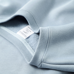 雾霾蓝 霁风蓝色重磅400g加绒保暖圆领卫衣 秋冬加厚款宽松套头衫