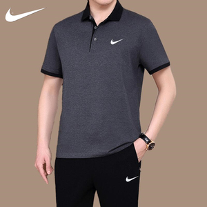 耐克夏季运动套装男短袖中老年休闲运动服男套装爸爸夏装套装薄款