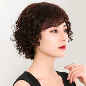 假发女短发短卷发女士中老年送妈妈全头套真人发丝自然真发假发套