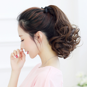 假发马尾女绑带式卷发发尾梨花卷大波浪短卷辫子假头发扎马尾发