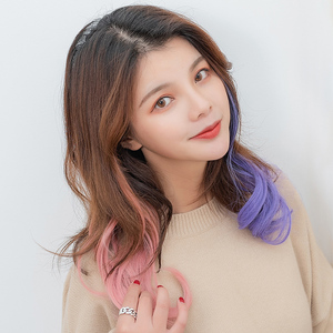 彩色假发片女短卷发大波浪无痕接发片挑染挂耳染假发片一片式