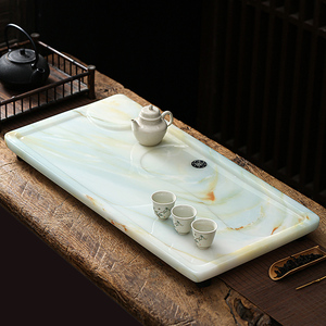 仿玉石天然石茶台茶盘大号家用现代简约排水欧式大理石人造石茶盘
