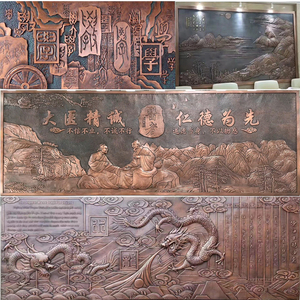 定制锻铜红铜浮雕孔子讲学清明上河图中医院文化铜板壁画定做雕塑