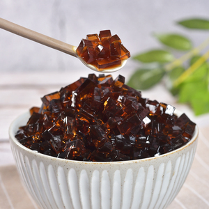 黑糖水晶果黑钻椰果粒牛魔王果冻水果捞配料珍珠奶茶专用蒟蒻原料