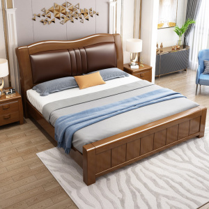 新品全友家具中式全实木床1.8米1.5双人床现代简约橡木储物经济型