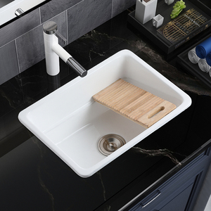 阳台台中盆陶瓷洗衣池带移动搓衣板台下盆嵌入式洗手盆单槽柜定制