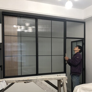 客厅房间书房厨房半墙窗联门网红格子方格窄边铁艺长虹玻璃隔断墙