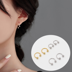 全新日韩钛钢c杆马蹄环细针不过敏不掉色耳钉女耳环螺丝扣耳骨钉