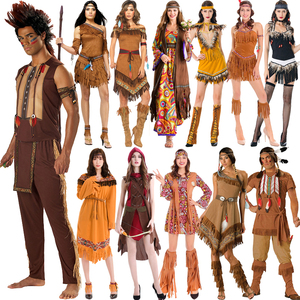 万圣节服装cos印第安成人男女土著非洲原始人豹纹野人舞蹈表演服