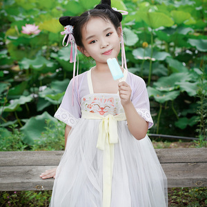 总角汉服童装 大脸猫 原创改良齐胸衫裙中国风短裙连衣裙女童夏季