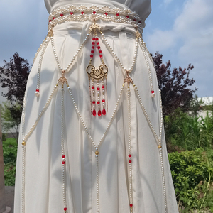 汉服腰链长流苏珍珠腰带坦领腰饰齐胸唐风宋制古风配饰18人付款13