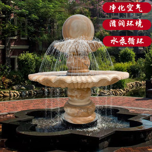 石雕喷泉欧式风水球大理石水钵时来运转球庭院流水摆件假山水景观