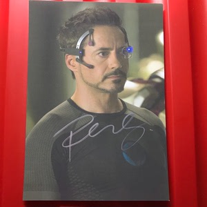 小罗伯特唐尼 钢铁侠亲笔签名周边照片 宣传照杂志照冲销收藏