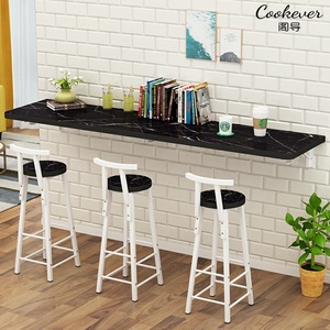 靠墙壁挂式吧台家用折叠奶茶店桌椅简约现代客餐厅厨房吧台桌椅