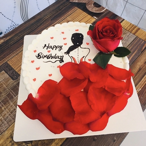 新鲜玫瑰花瓣爱情浪漫北京上海福州生日蛋糕女朋友老婆女神节定制