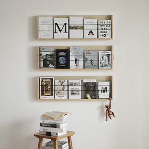 小木良品实木置物架墙上书架壁挂杂志架墙面收纳架报刊架展示架