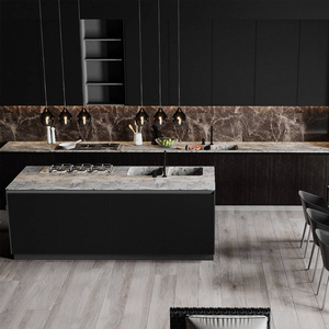 黑泽玛德整体橱柜定制开放式岛台岩板厨房灶台厨柜组合意式轻奢风