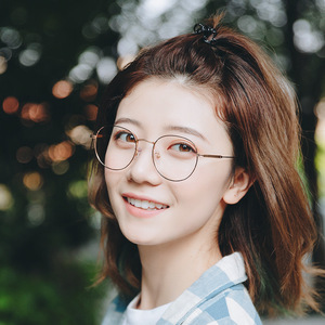 纯钛眼镜框女超轻圆框大脸方圆脸显脸小眼睛近视可配有度数镜片