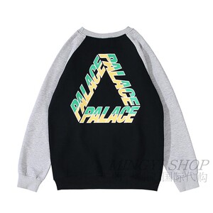 palace 19ss 冬季拼色大三角logo加绒保暖男女情侣款宽松卫衣外套