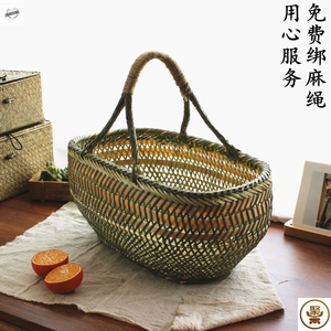 精美竹编小花篮 竹编制品手工竹篮子家用手提菜篮野餐篮子鸡蛋篮