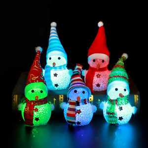 圣诞雪人小夜灯七彩发光圣诞节日装饰品圣诞老人道具摆件创意礼品