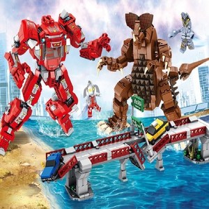 乐高积木奥特曼机甲变形 大战雷德王哥莫拉怪兽飞船基地 男孩战车