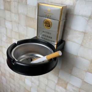 不锈钢烟灰缸个性欧式圆形烟缸家用厕所挂壁式创意卫生间免打孔