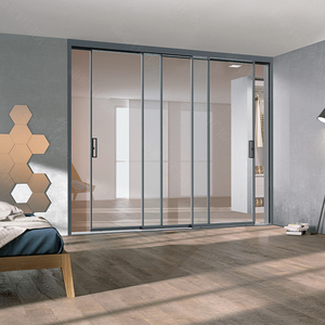 新豪轩简悦16窄边三联动推拉门铝合金玻璃移门厨房阳台日式隔断门