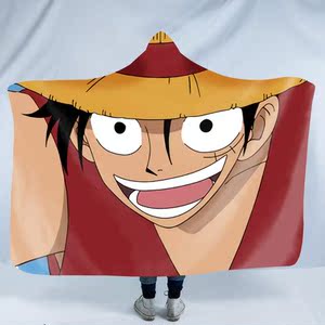 冬季男披风毯动漫海贼王路飞宿舍双层加绒保暖休闲居家沙发懒人毯