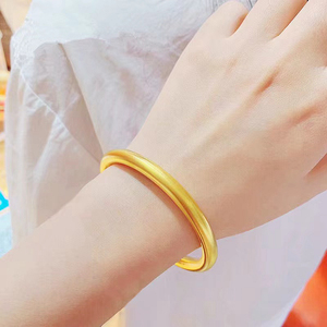 老凤祥和正品传承古法黄金越南沙金实心手镯女镀24k金不掉色手环