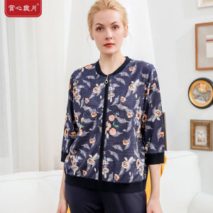 赏心岁月中老年女装春夏新款上衣立领夹克衫时尚减龄妈妈外套