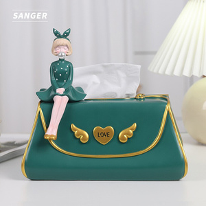 欧式简约公主风抽纸盒客厅ins轻奢少女心摆件可爱泡泡女孩纸巾盒