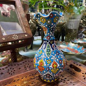 花瓶伊朗土陶小花瓶装饰品居家摆件陶瓷i中c式欧式民族风