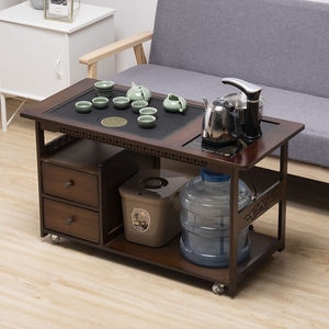 荼机茶吧移动茶桌家用小型茶台泡茶车边柜实木客厅矮茶几烧卓槕棹