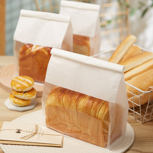 吐司包装袋铁丝封条简约覆膜牛皮纸袋ins烘焙袋子切片450克面包袋