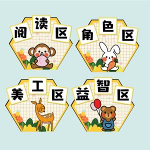 园森系卡通动物版区角布置环创墙贴森系动物区角区域牌规则0人付款2
