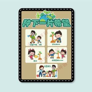 幼儿园植树节主题环创种树过程爱护植物保护地球24节气走廊贴纸