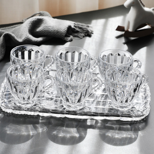 玻璃杯水杯家用套装加厚耐热泡花茶杯水晶透明咖啡杯创意带把杯子