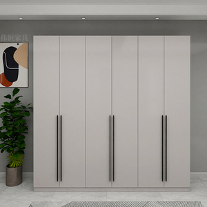 开门衣柜卧室主次卧现代简约轻奢pet肤感2门3门4门白灰色储物衣橱