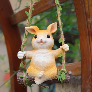 秋千小兔子挂件户外民宿花园阳台树上栅栏装饰造景动物吊件摆件