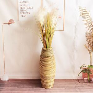 道具新品编织【本色印尼藤编花瓶】假花新中式稻谷干花套装芦苇